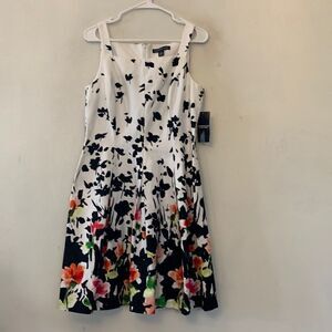 American Living white black floral sleeveless dress Size 10 NWT